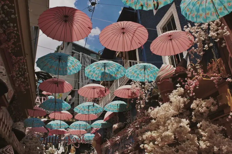 Colorful streets of Psirri neighborhood in Athens with street art and cafes