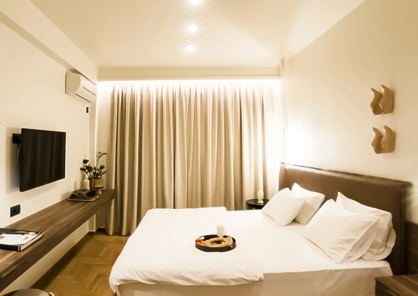 Superior Room at Gaia Athens with elegant Greek decor and comfortable king bed